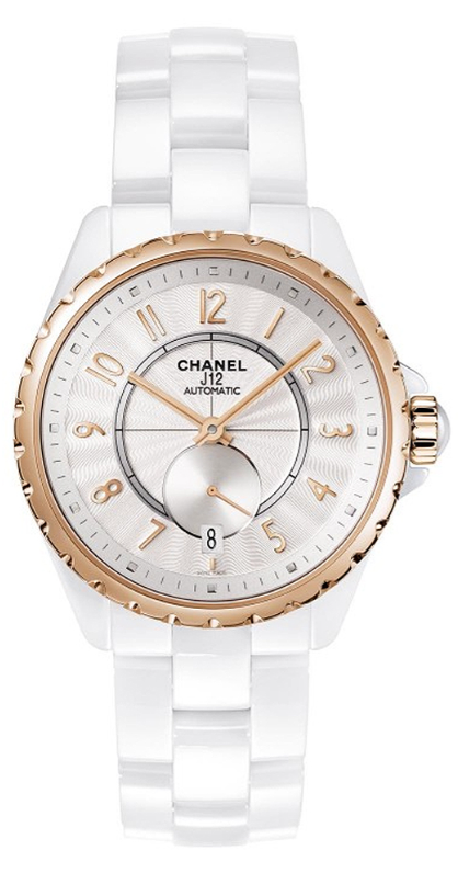Chanel J12 White Ceramic Rose Gold Silver Dial H3839 - Beverly Hill Watch Company