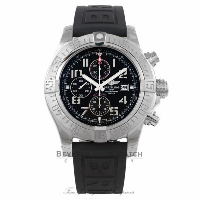 Breitling Super Avenger II 48MM Stainless Steel Black Dial Automatic Black Rubber Strap A1337111/BC28 V3AWM9 - Beverly Hills Watch Company Watch Store