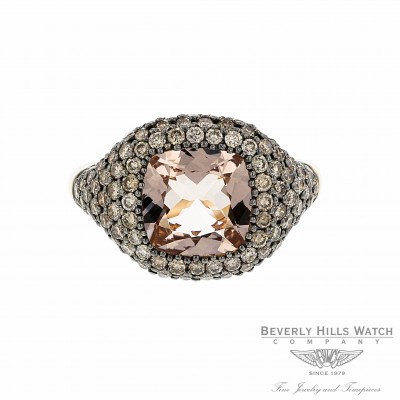 Naira & C Cushion Cut Morganite and Chocolate Diamond Ring LV0X3V - Beverly Hills Watch