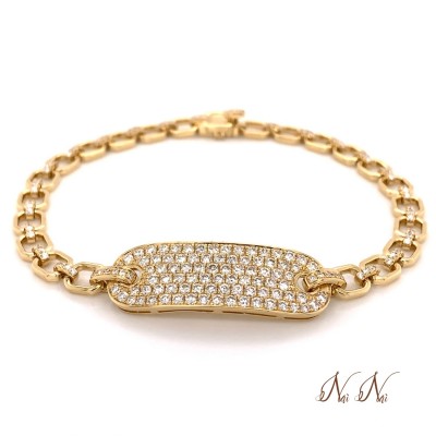 Nai Nai Link ID Diamond Bracelet Yellow Gold F023FN