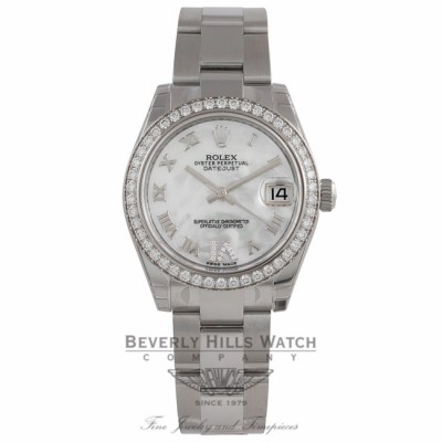 Rolex Datejust 31mm Stainless Steel Diamond Bezel With Mother Of Pearl Dial Diamond Six Numeral 178384 Y8C12Y