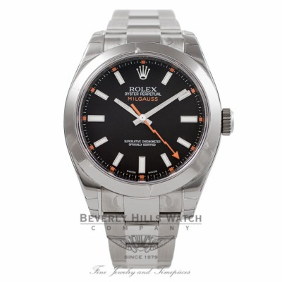 Rolex Milgauss Anti-Magnetic Steel Mens Black Dial 116400 UQ6ASV - Beverly Hills Watch Company Watch Store