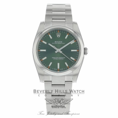 Rolex Oyster Perpetual 34mm Olive Green Dial Stainless Steel Oyster  114200 - Beverly Hills Watch
