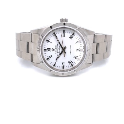 Rolex Air-king 34mm Stainless Steel White Roman Dial 14010 - Beverly Hills Watch Company