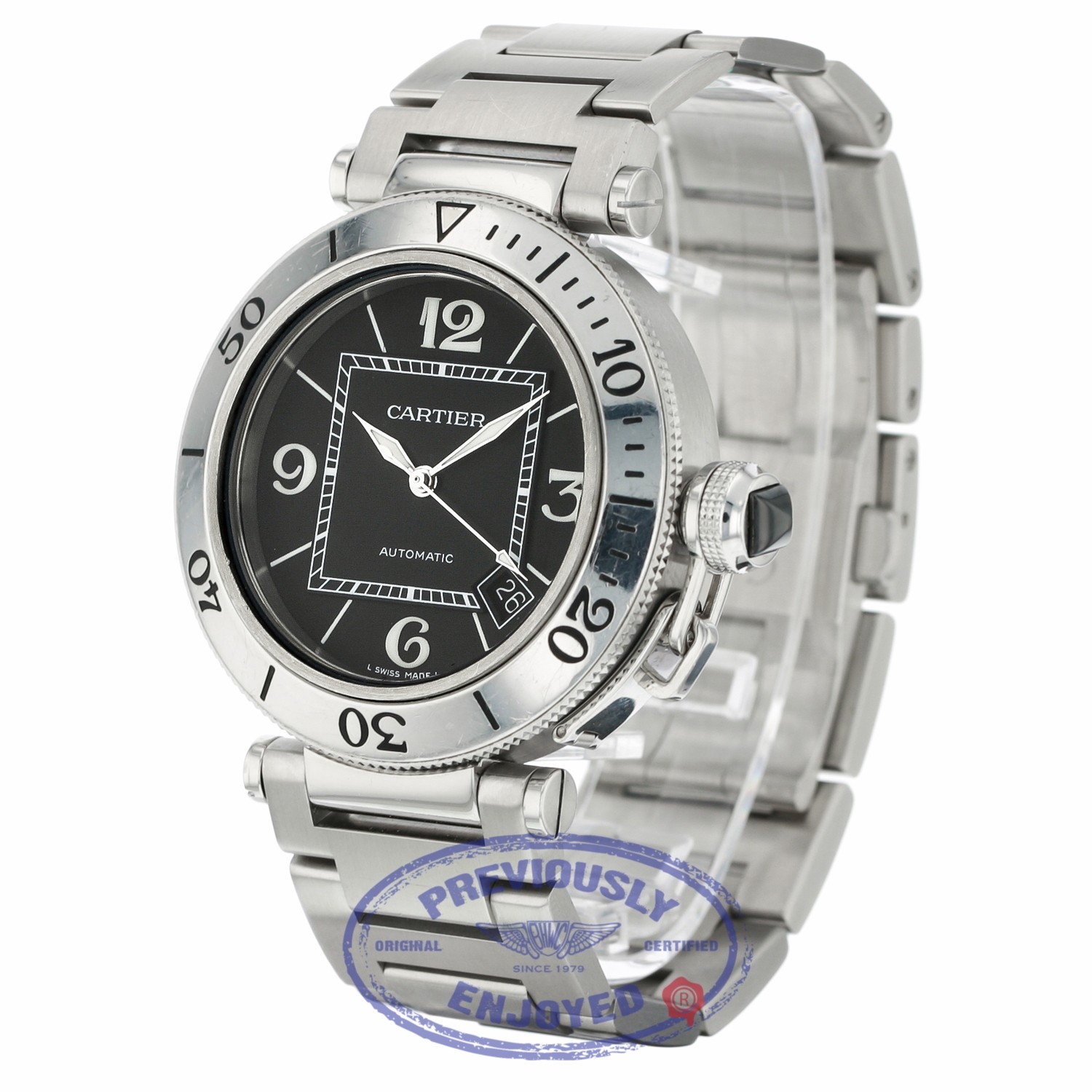 Cartier Pasha Seatimer 40.5mm Automatic Black Dial Stainless Steel 