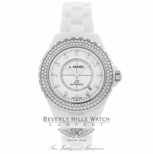 Chanel J12 42MM White Ceramic Diamond Bezel H2013 - Beverly Hills