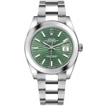 Rolex Datejust 41mm Smooth Bezel Green Motif Dial 126300 - Beverly Hills Watch Company