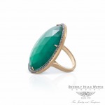18K Rose Gold Green Agate Silver Diamond Ring with White Quartz Naira & C ZCJ51D - Beverly Hills Watch