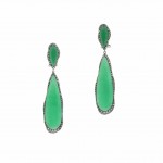 White Gold Chrysoprase Drop Earrings Silver and White Diamonds Naira & C 3FC5IN - Beverly Hills Watch