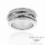 18k White Gold Diamond Ring Thin Bands Criss Crossing on a Solid Gold Band AV53JX - Beverly Hills Watch
