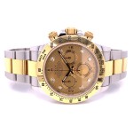Rolex Daytona Stainless Steel and Yellow Gold Champagne Diamond Dial 116523 - Beverly Hills Watch Company