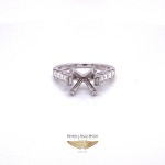 Asscher Cut Diamond Semi-Mount Ring 18K White Gold  - Beverly Hills Watch and Jewelry Store
