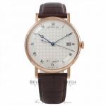 Breguet Classique 38MM Silver Dial Automatic 18k Rose Gold Brown Alligator Strap 5177BR/12/9V6 92DWKP - Beverly Hills Watch Company Watch Store