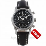 Breitling Transocean Chronograph 38 Stainless Steel Black Dial A4131012/BC02 QJA15Z - Beverly Hills Watch Company Watch Store