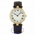 Cartier Vendome Large Tri-Color White Dial Black Roman Quartz 30mm 1MHZ7C - Beverly Hills Watch