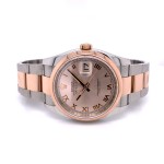 Rolex Datejust 36MM Stainless Rose Gold Domed Bezel Pink Roman Dial 116201 CYWLJ7 - Beverly Hills Watch Company