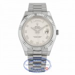Rolex Day-Date II 18K White Gold Ivory Concentric Roman Dial Fluted Bezel 218239 - Beverly Hills Watch