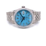 Rolex Datejust 36mm Customized Diamond Bezel and Tiffany Blue Dial 16220 HMJASE - Beverly Hills Watch Company