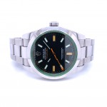 Rolex Milgauss 40mm Green Crystal Stainless Steel Black Dial 116400 - Beverly Hills Watch Company
