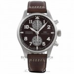 IWC Pilot Antoine De Saint Exupery Chronograph 43MM Automatic Stainless Steel Brown Dial Leather Strap IW387806 520CNW  - Beverly Hills Watch Company Watch Store