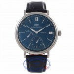 IWC Portofino 45MM Hand-Wound 8 Day Power Reserve Stainless Steel Blue Dial IW510106 KEUP7T - Beverly Hills Watch Company Watch Store