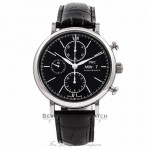 IWC Portofino Chronograph Stainless Steel Black Dial IW391002 BA6UXU - Beverly Hills Watch Company Watch Store