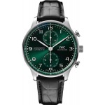 IWC Portugieser Stainless Steel Chronograph Green IW371615 - Beverly Hills Watch Company