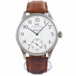 IWC Portugues F.A. Jones Stainless Steel 43mm White Dial Blue Markings IW5442-03 7VKRN6 - Beverly Hills Watch Company Watch Store