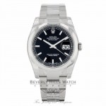 Rolex Datejust 36MM Stainless Steel Black Dial Automatic Smooth Domed Bezel 116200 - Beverly Hills Watch