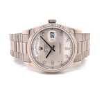 Rolex Day-Date President 36MM White Gold Fluted Silver Diamond Dial President Bracelet 118239 - Beverly Hills Watch Company