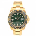 Rolex GMT Master II 18K Yellow Gold Green Dial Black Ceramic Bezel 116718LN - Beverly Hills Watch Company