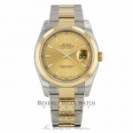 Rolex Datejust Champagne Index Dial Oyster Bracelet Yellow Gold Stainless Steel 116203 KVA429 - Beverly Hills Watch Company