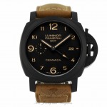 Panerai Luminor 1950 3 Days GMT Black Dial Brown Leather PAM00441 - Beverly Hills Watch 