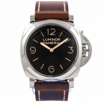 Panerai Stainless Steel Black Dial Brown Leather Strap 47MM PAM372 ZZAQD3 - Beverly Hills Watch Company Watch Store