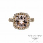 18k Rose Gold Diamonds and Cushion Cut Morganite Ring Size 6 RHH6M0 - Beverly Hills Watch
