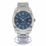 Rolex Air 34mm King Stainless Steel Roman numerals Oyster Bracelet Smooth Bezel Blue Dial 114200 49H84A - Beverly Hills Watch Company