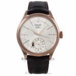 Rolex Cellini Dual Time 39MM 18k Rose Gold Domed and Fluted Bezel Silver Dial 50525 N194RL - Beverly Hills Watch Company Watch Store