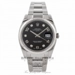 Rolex Date Oyster Perpetual 34MM 18K White Gold Fluted Bezel 115234 WX3CZC - Beverly Hills Watch Company Watch Store