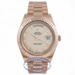 Rolex Day-Date II President 41mm Rose Gold Fluted Bezel Ivory Dial 218235 8QRVNN - Beverly Hills Watch Company Watch Store