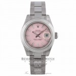 Rolex 26mm Datejust Domed Bezel Pink Stick Dial Stainless Steel 179160 0DTJDZ - Beverly Hills Watch Company