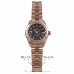 Rolex Datejust 28MM 18k Rose Gold Domed Bezel Chocolate Dial Diamond Star Markings President Bracelet 279165 Q8NZLP - Beverly Hills Watch Company Watch Store