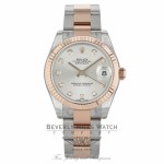 Rolex Datejust 31MM Stainless Steel and Rose Gold Fluted Bezel Silver Diamond Dial 178271 FMP85T - Beverly Hills Watch Company