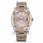 Rolex Datejust 36mm Stainless Steel and Rose Gold Oyster Bracelet Diamond Domed Bezel 116201 HD6A57 - Beverly Hills Watch Company