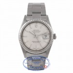 Rolex Datejust 36MM Stainless Steel  Engine Turned Bezel Silver Dial 16220 M5QZQC - Beverly Hills Watch Company Watch Store
