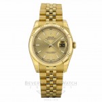 Rolex Datejust 36mm Fluted Bezel Champagne Dial 18k Yellow Gold Jubilee Bracelet 116238 YL2FNK - Beverly Hills Watch Company