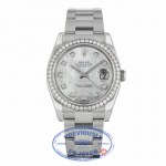 Rolex Datejust 36mm Stainless Steel Oyster Bracelet Mother of Pearl Diamond Dial Diamond Bezel 116244 - Beverly Hills Watch 