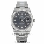 Rolex Datejust 41mm 18k White Gold Bezel Rhodium Diamond Dial Stainless Steel Oyster Bracelet 126334 56H1F4 - Beverly Hills Watch