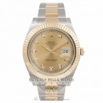 Rolex Datejust II Champagne Diamond Dial Stainless Steel Yellow Gold Bracelet 116333 PLY2CJ - Beverly Hills Watch Company