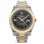 Rolex Datejust II 41mm Stainless Steel and Yellow Gold Oyster Bracelet Fluted Bezel Slate Roman Dial Watch 116333 QEQJNP Beverly Hills Watch Company Watch Store