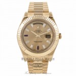Rolex Day-Date II President 41MM 18K Yellow Gold Fluted Bezel Champagne Dial 218238 YTUEQX - Beverly Hills Watch Company Watch Store